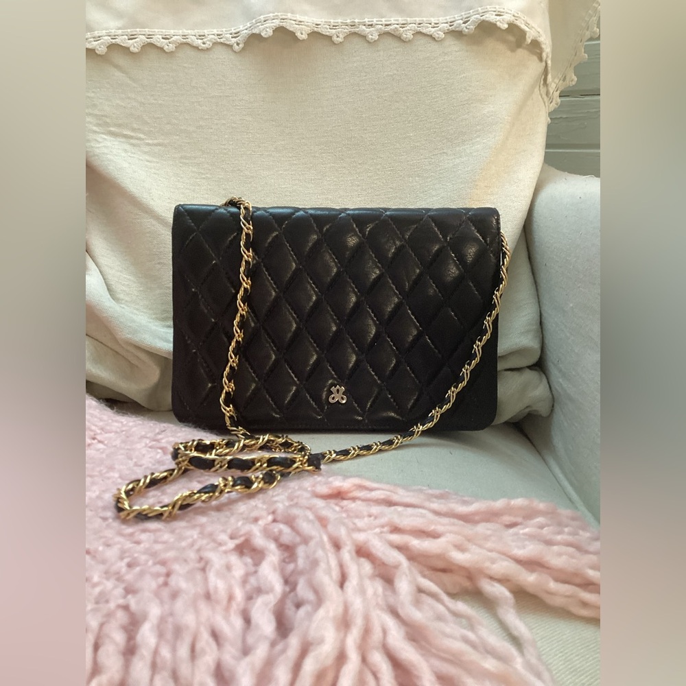 Vintage Jay Herbert Black Quilted Crossbody Bag with Chain Strap